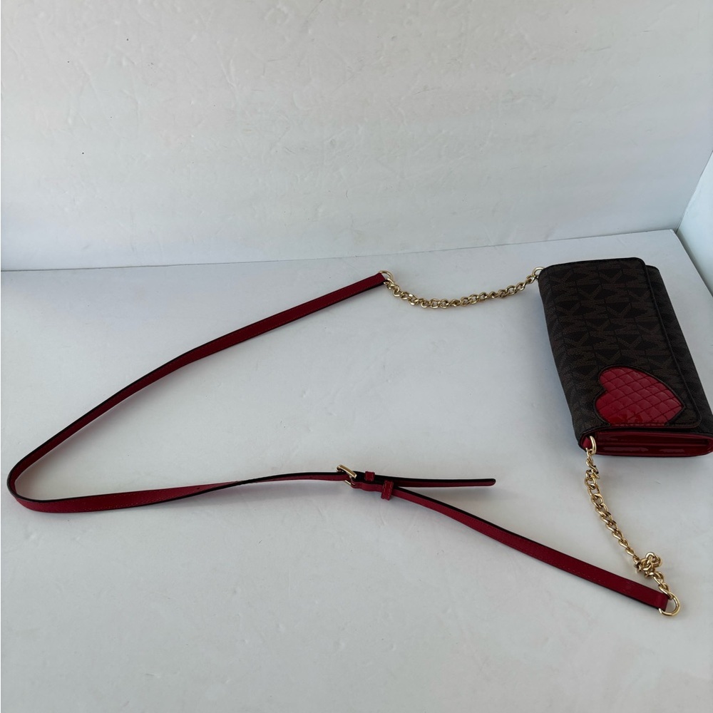 Limited edition Michael Kors Brown and Red Heart Crossbody Bag - Picture 5 of 7